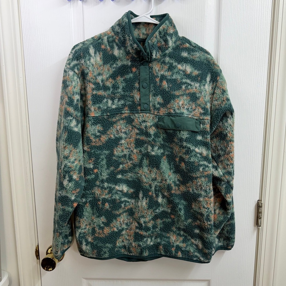 Goodfellow Men's green Fleece Pullover Jacket pocket quarter zip jacket small